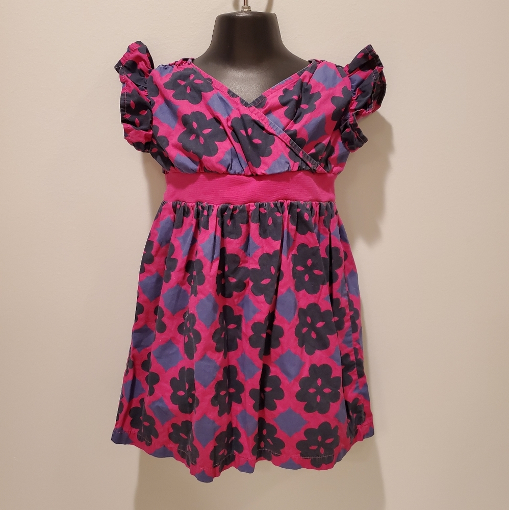 Tea Collection Pink and Blue Floral Wrap Dress - Picture 2 of 9